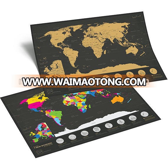 Wonders Scratchable World Map - Travel Edition - Personalised Travel Tracker Poster - Remember and Share Your Adventures (Blac